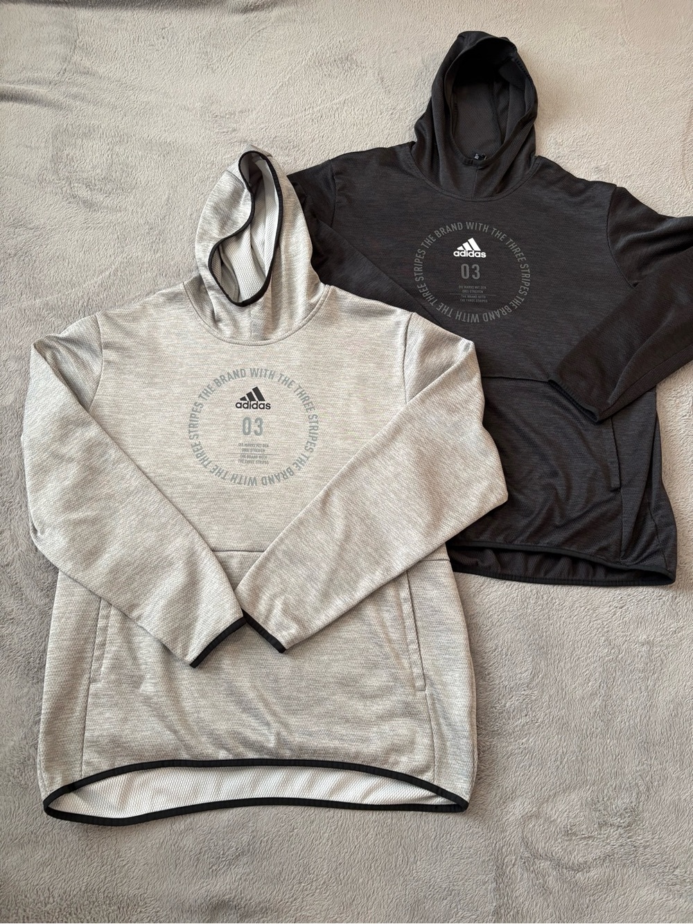 Adidas Men’s XL Hooded Pullover Sweater - lot of 2 - dark and light gray